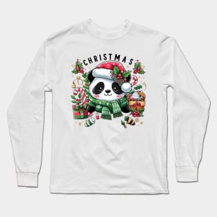 Panda merry christmas Long Sleeve T-Shirt